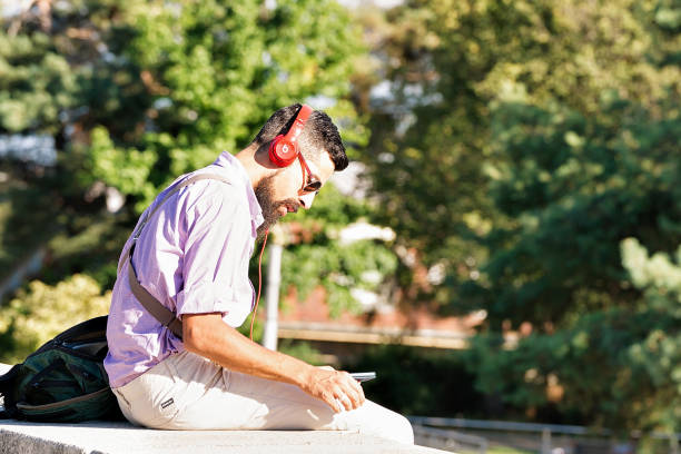 Person viewing greenery during a short work break